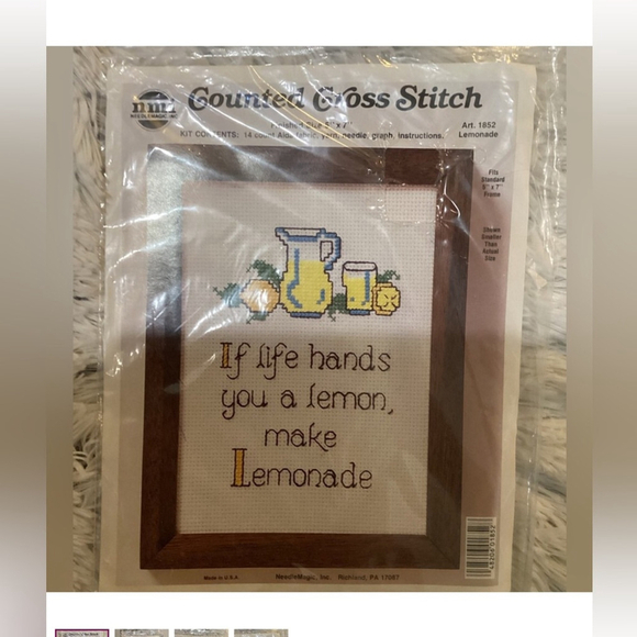 Needle Magic Other - Needle Magic Cross stitch kit If Life Hands You Lemons Make Lemonade